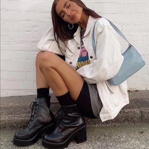 LEATHER PLATFORM BOOTS